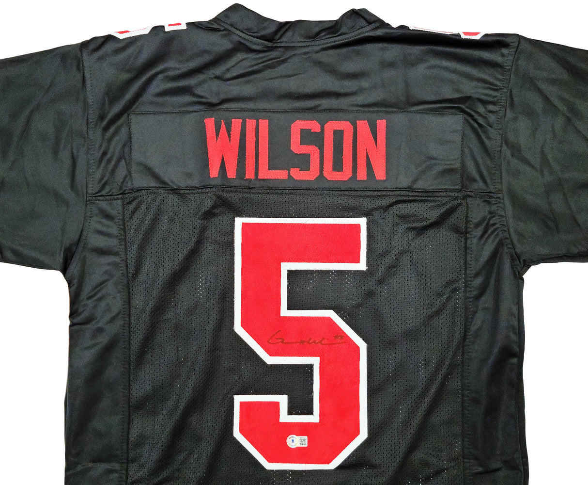 Ohio State Buckeyes Garrett Wilson Autographed Black Jersey Beckett BAS Stock #201973