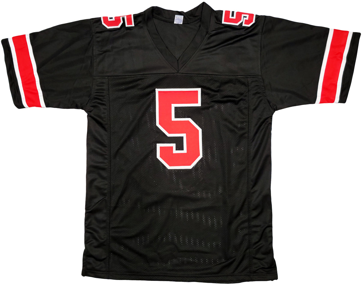 Ohio State Buckeyes Garrett Wilson Autographed Black Jersey Beckett BAS Stock #201973