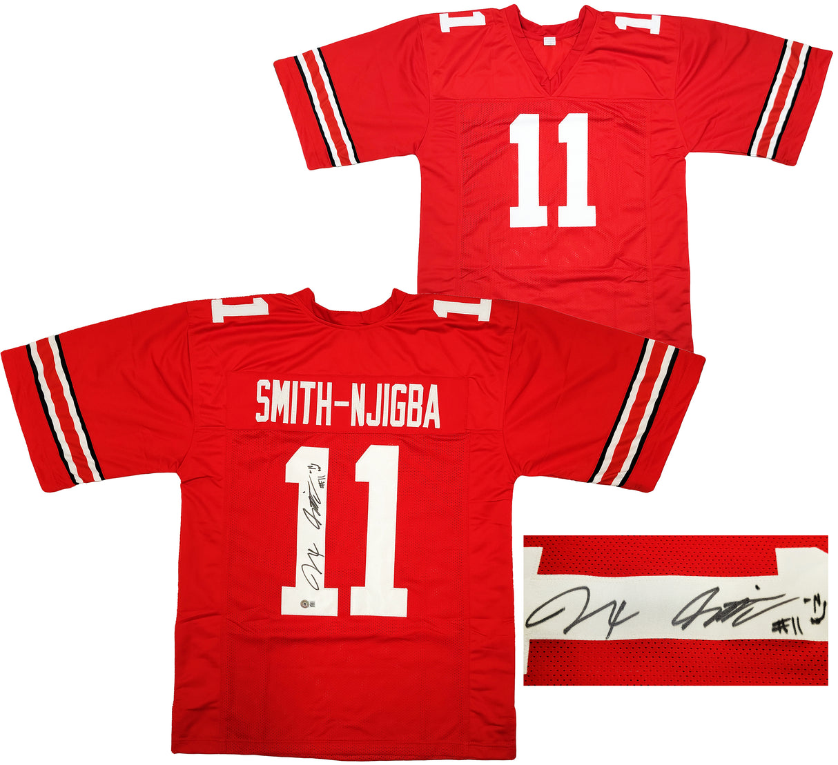 Ohio State Buckeyes Jaxon Smith-Njigba Autographed Red Jersey Beckett BAS QR Stock #201987