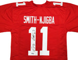 Ohio State Buckeyes Jaxon Smith-Njigba Autographed Red Jersey Beckett BAS QR Stock #201987