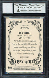 Ichiro Suzuki Autographed 2016 Topps Gypsy Queen Card #10 Miami Marlins Auto Grade 10 Beckett BAS Stock #189931