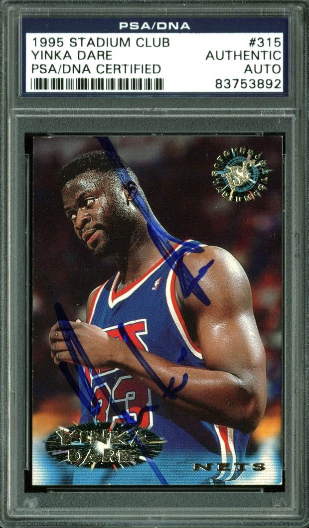 Nets Yinka Dare Authentic Signed Card 1995 Stadium Club #315 PSA/DNA Slabbed