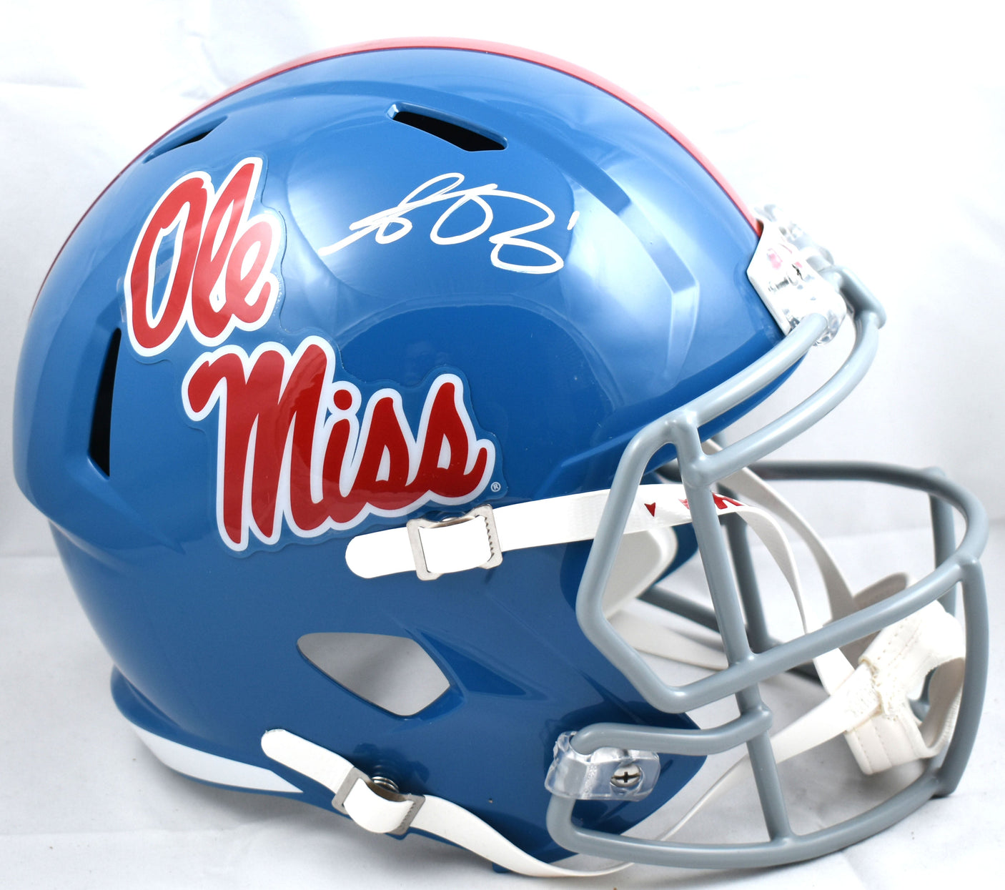 AJ Brown Autographed Ole Miss Rebels F/S Speed Helmet- Beckett W Hologram *White