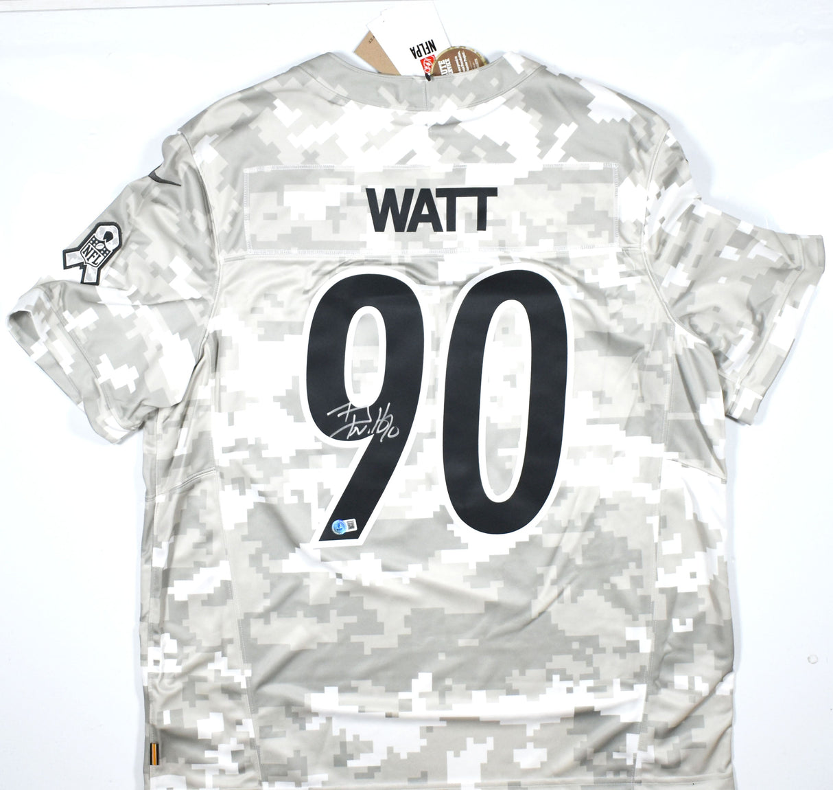 TJ Watt Autographed Steelers Salute 2024 Nike Game Jersey-Beckett W Holo *Silver