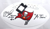 Mike Alstott Autographed Buccaneers Logo Football w/ A-Train - Beckett W Holo