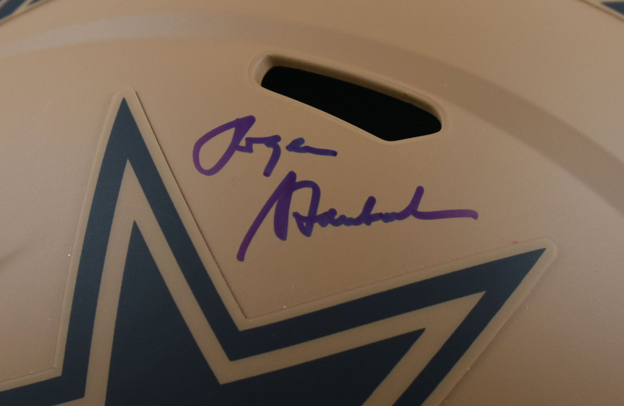 Roger Staubach Signed Cowboys F/S Salute Speed Helmet- Beckett W Holo *Blue