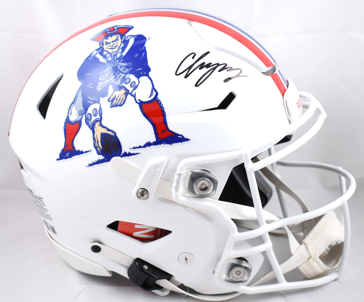 Christian Gonzalez Signed Patriots F/S 82-89 Speed Flex Helmet - Beckett W Holo