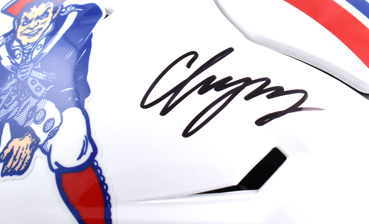 Christian Gonzalez Signed Patriots F/S 82-89 Speed Flex Helmet - Beckett W Holo