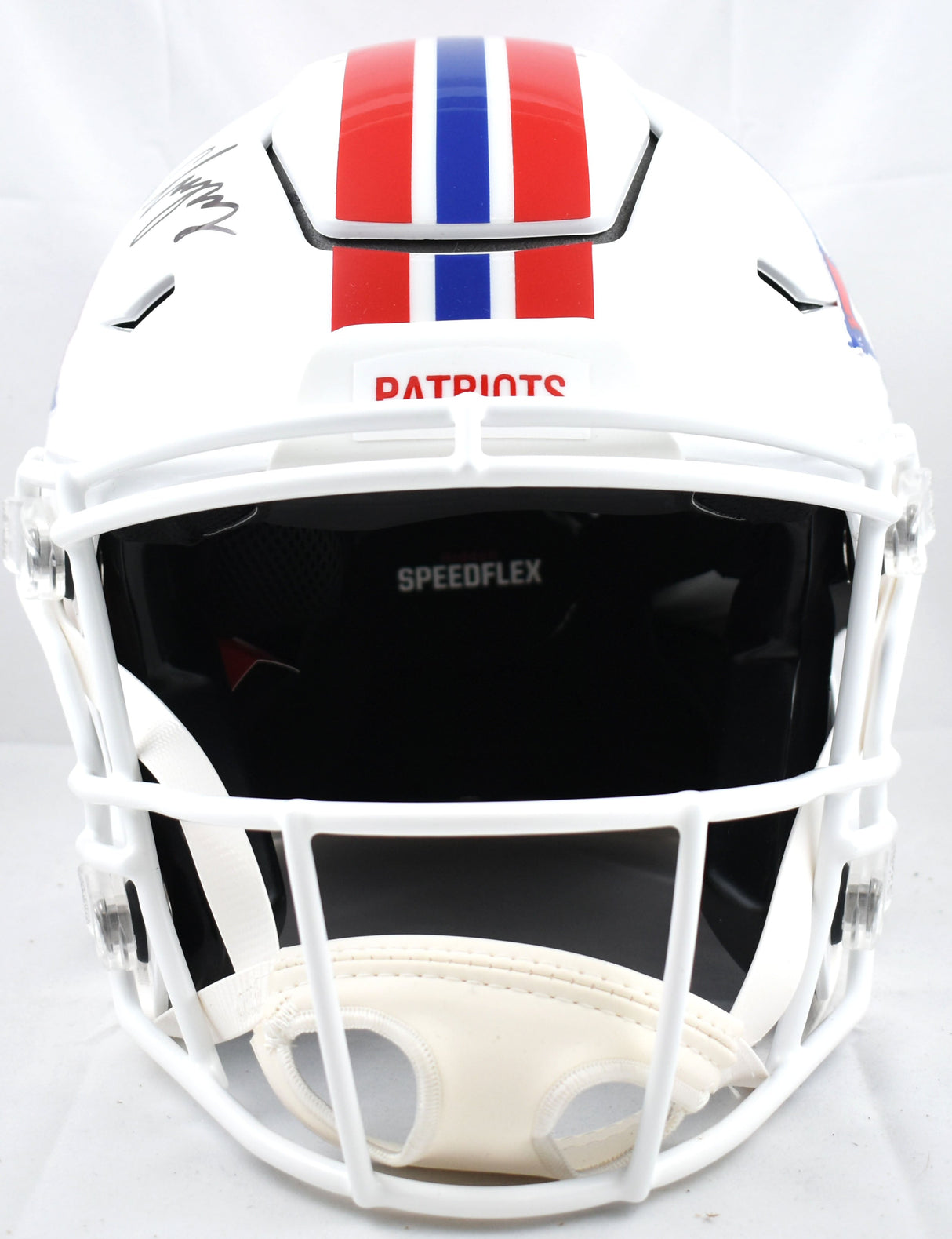 Christian Gonzalez Signed Patriots F/S 82-89 Speed Flex Helmet - Beckett W Holo