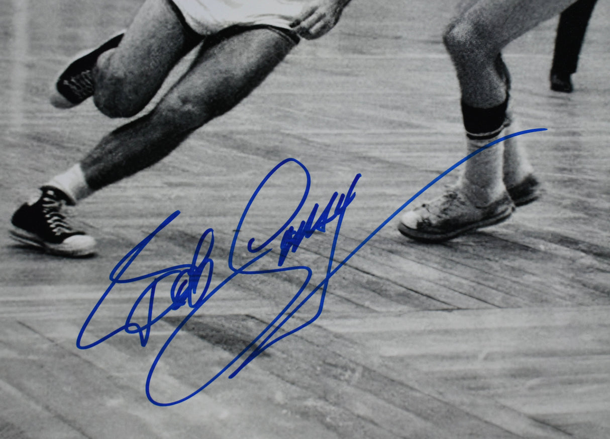 Bob Cousy Autographed Boston Celtics 16x20 Drive Photo - Beckett W Holo *Blue