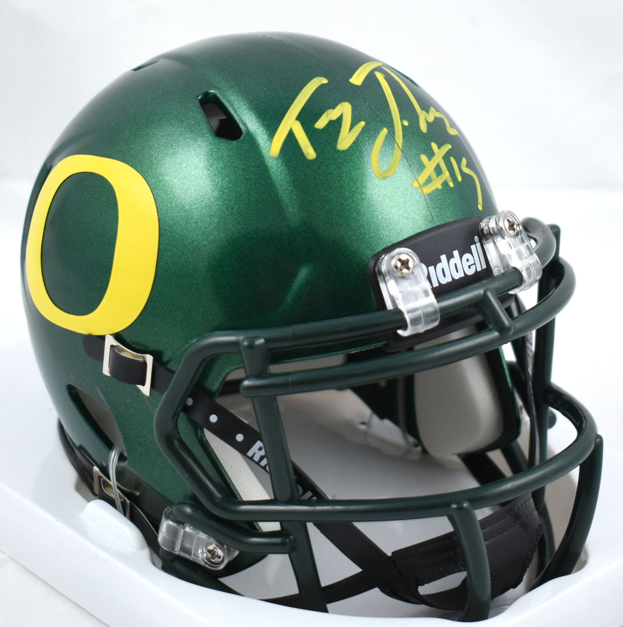 Tez Johnson Autographed Oregon Ducks Speed Mini Helmet-Beckett W Hologram*Yellow