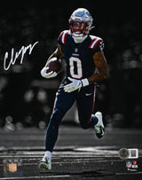 Christian Gonzalez Autographed Patriots 8x10 Spotlight Photo - Beckett W Holo