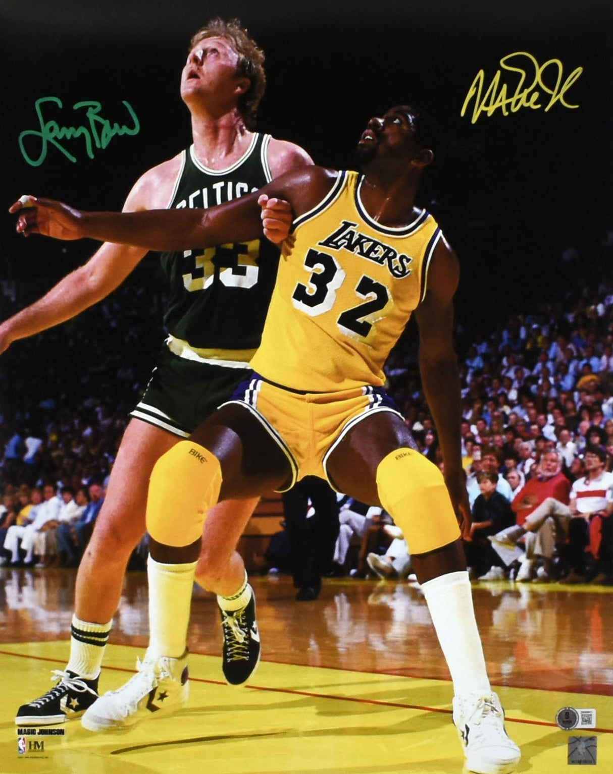 Larry Bird Magic Johnson Autographed Celtics Lakers 16x20 Photo-Beckett W Holo