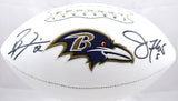 Joe Flacco Ray Lewis Autographed Ravens Logo Football - Beckett W Hologram