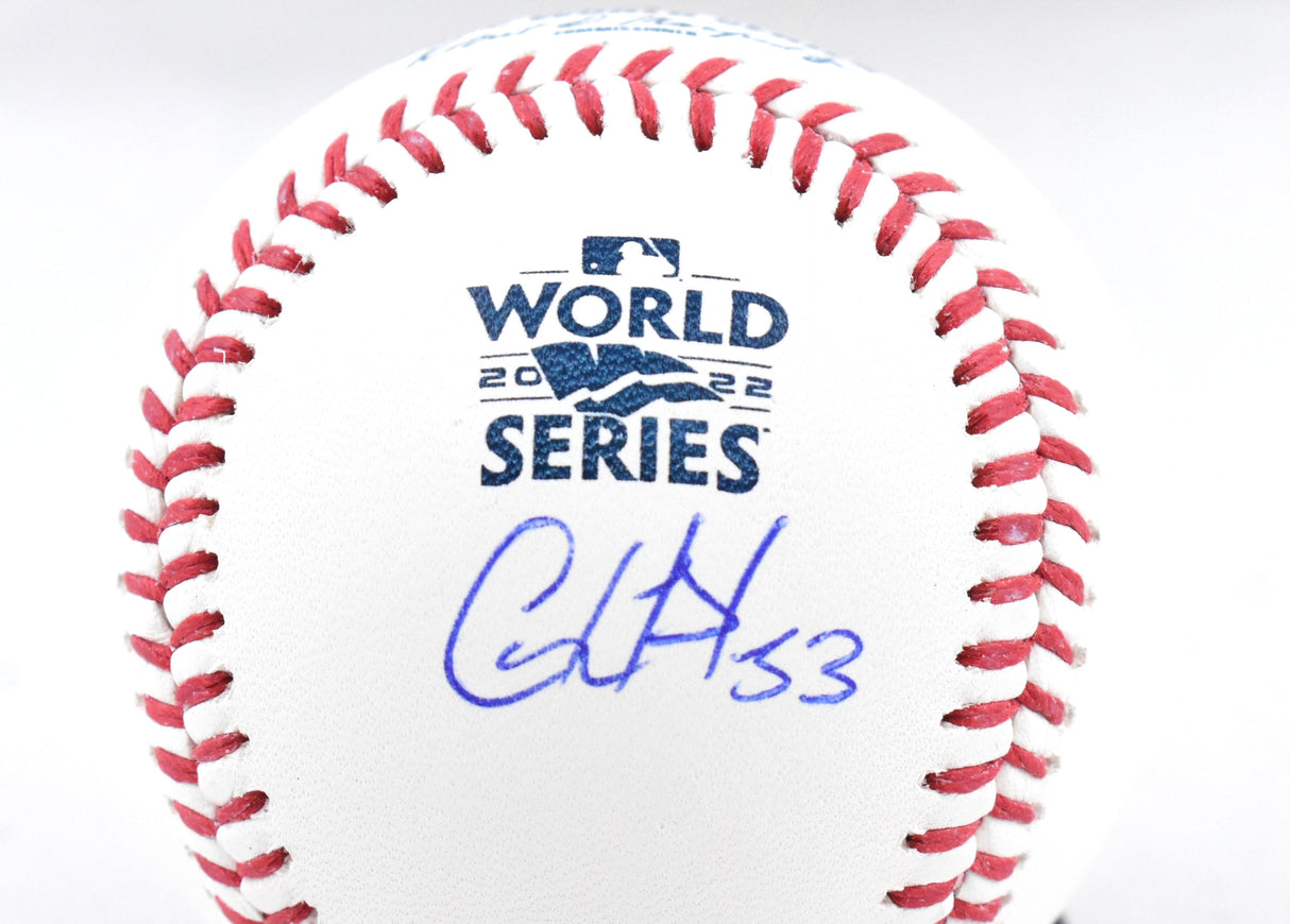 Cristian Javier Autographed Rawlings World Series OML Baseball - Beckett W Holo