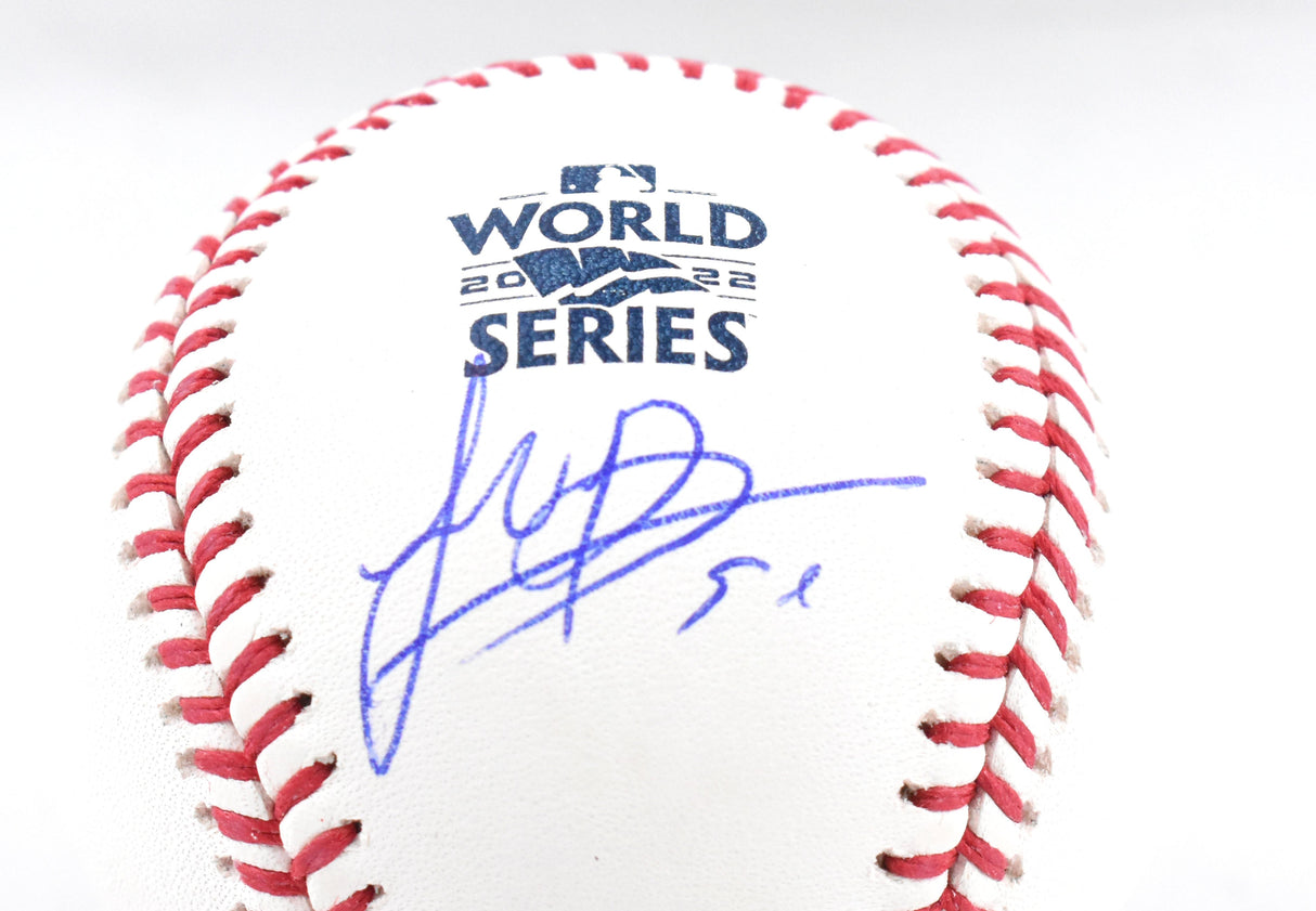 Framber Valdez Autographed Rawlings World Series OML Baseball - Beckett W Holo