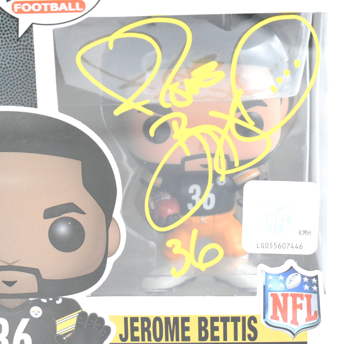 Jerome Bettis Autographed Steelers Funko Pop #117 - Beckett W Hologram *Yellow