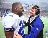 Emmitt Smith Jimmy Johnson Signed Cowboys 16x20 Celebration Photo-Beckett W Holo