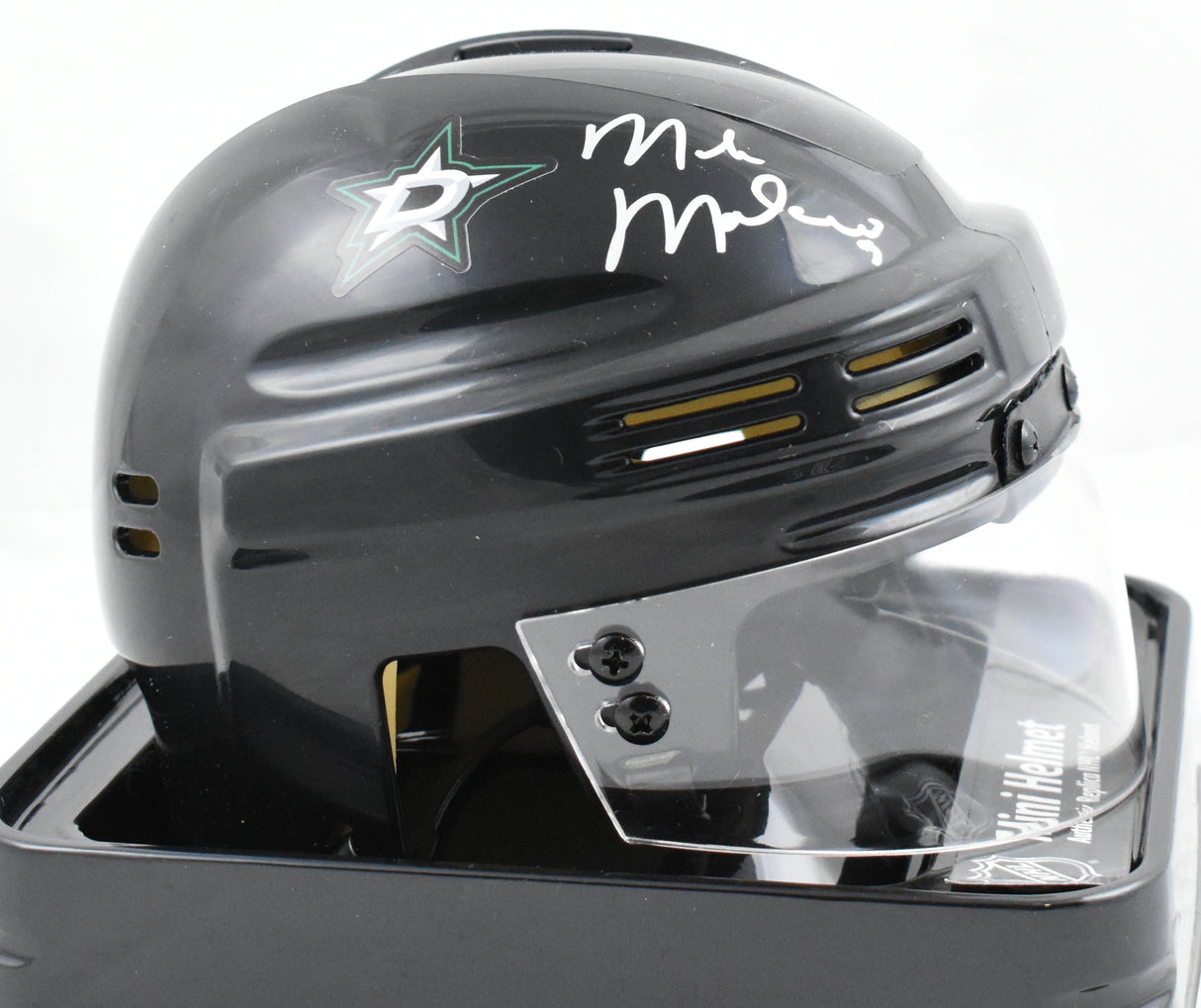 Mike Modano Autographed Dallas Stars Mini Helmet- Beckett W Hologram *Silver