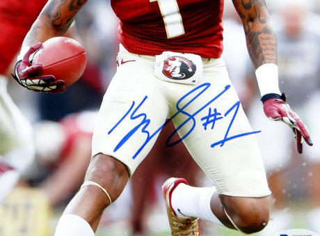 Kelvin Benjamin Autographed FSU 8x10 Running w/ Ball PF Photo- Beckett Auth *Blue