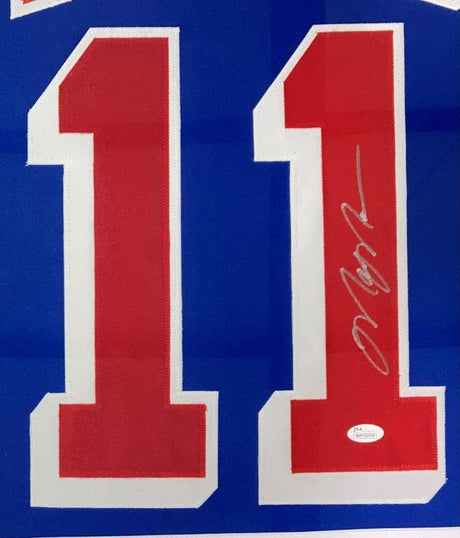 Mark Messier New York Signed Framed Blue Hockey Jersey JSA