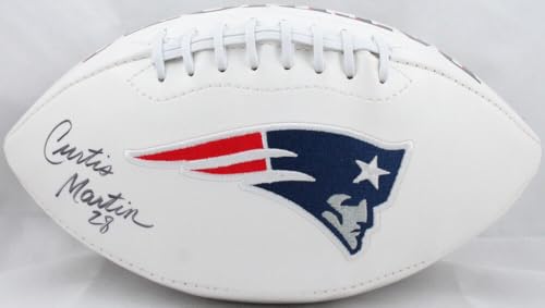 Curtis Martin Autographed New England Patriots Logo Football- JSA Witnessed Auth