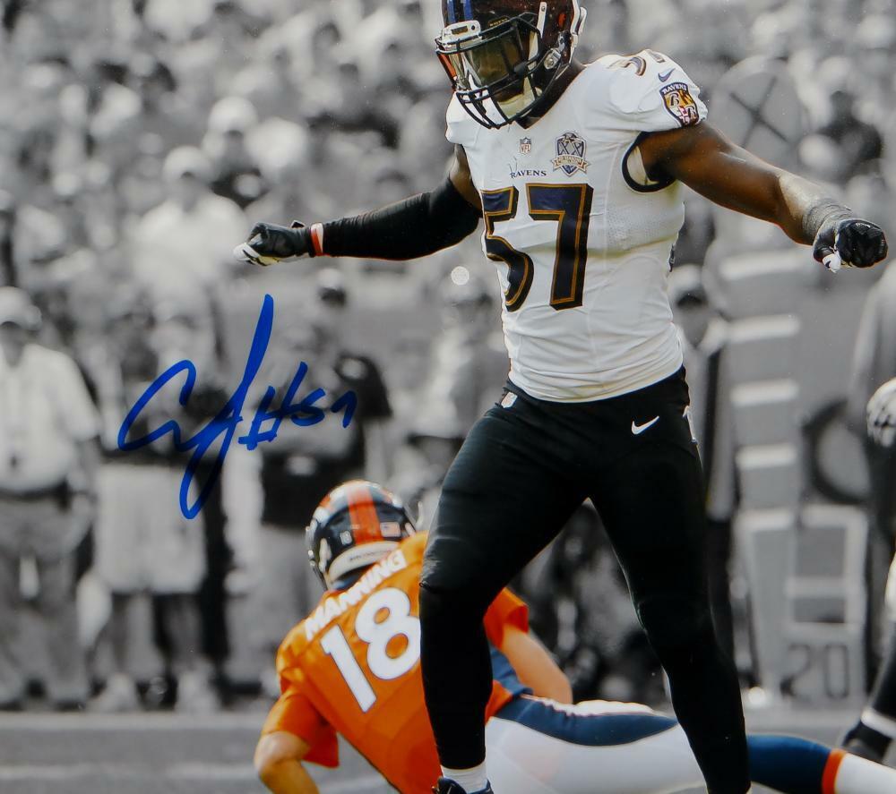 C. J. Mosley Autographed Ravens 8x10 Over Manning Photo- JSA W Authenticated