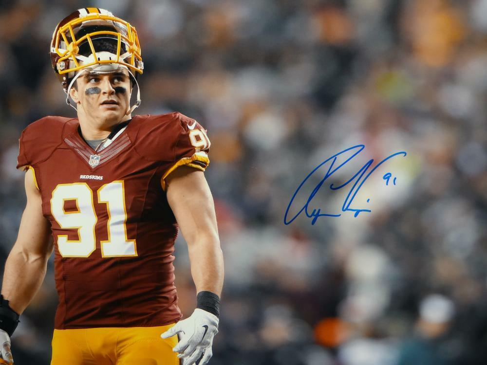 Ryan Kerrigan Autographed *Blue Redskins 16x20 Helmet Off Photo- JSA W Auth