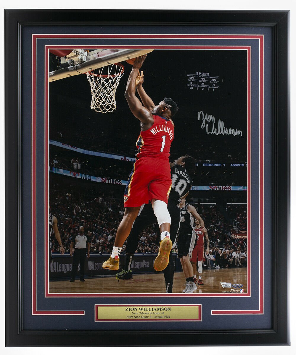 Zion Williamson Signed Framed 16x20 New Orleans Pelicans vs Spurs Photo Fanatics - Sports Integrity