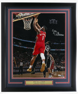 Zion Williamson Signed Framed 16x20 New Orleans Pelicans vs Spurs Photo Fanatics - Sports Integrity