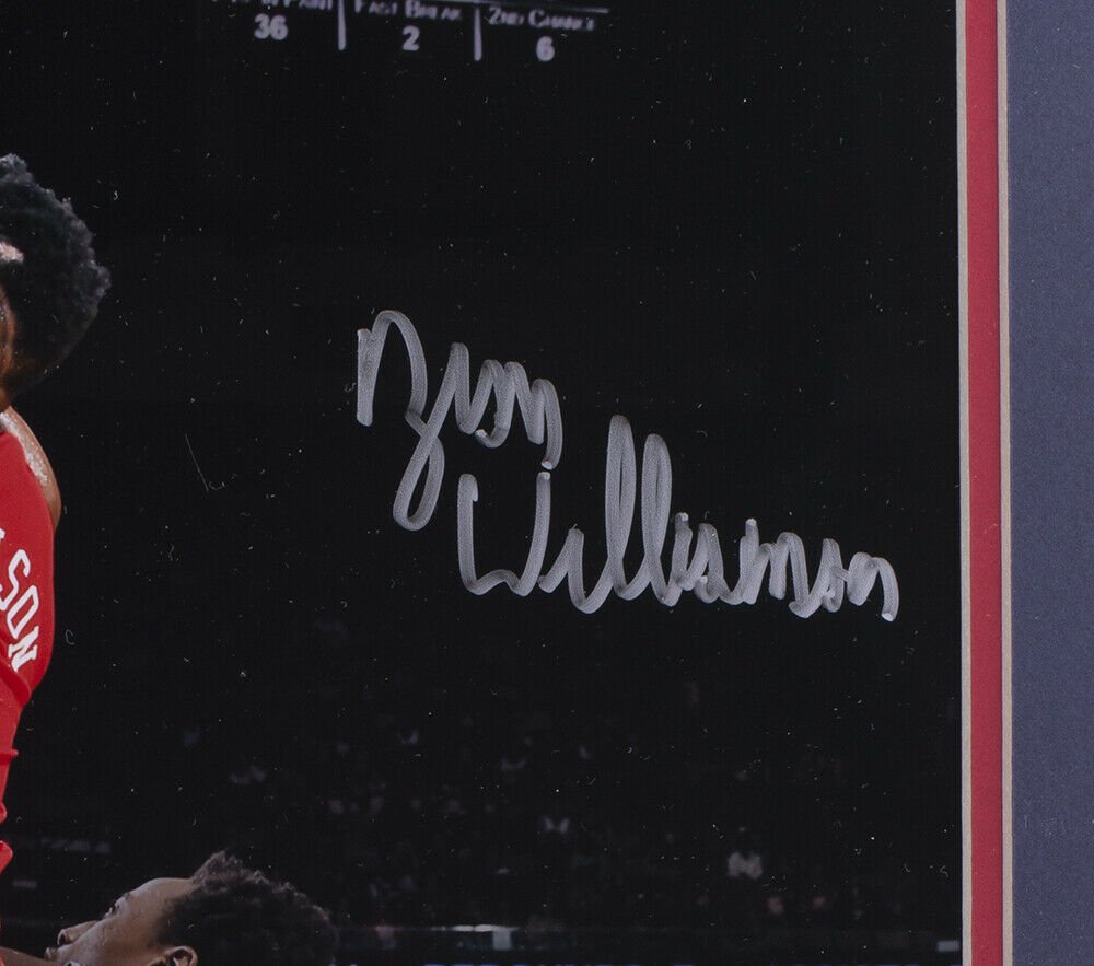 Zion Williamson Signed Framed 16x20 New Orleans Pelicans vs Spurs Photo Fanatics - Sports Integrity