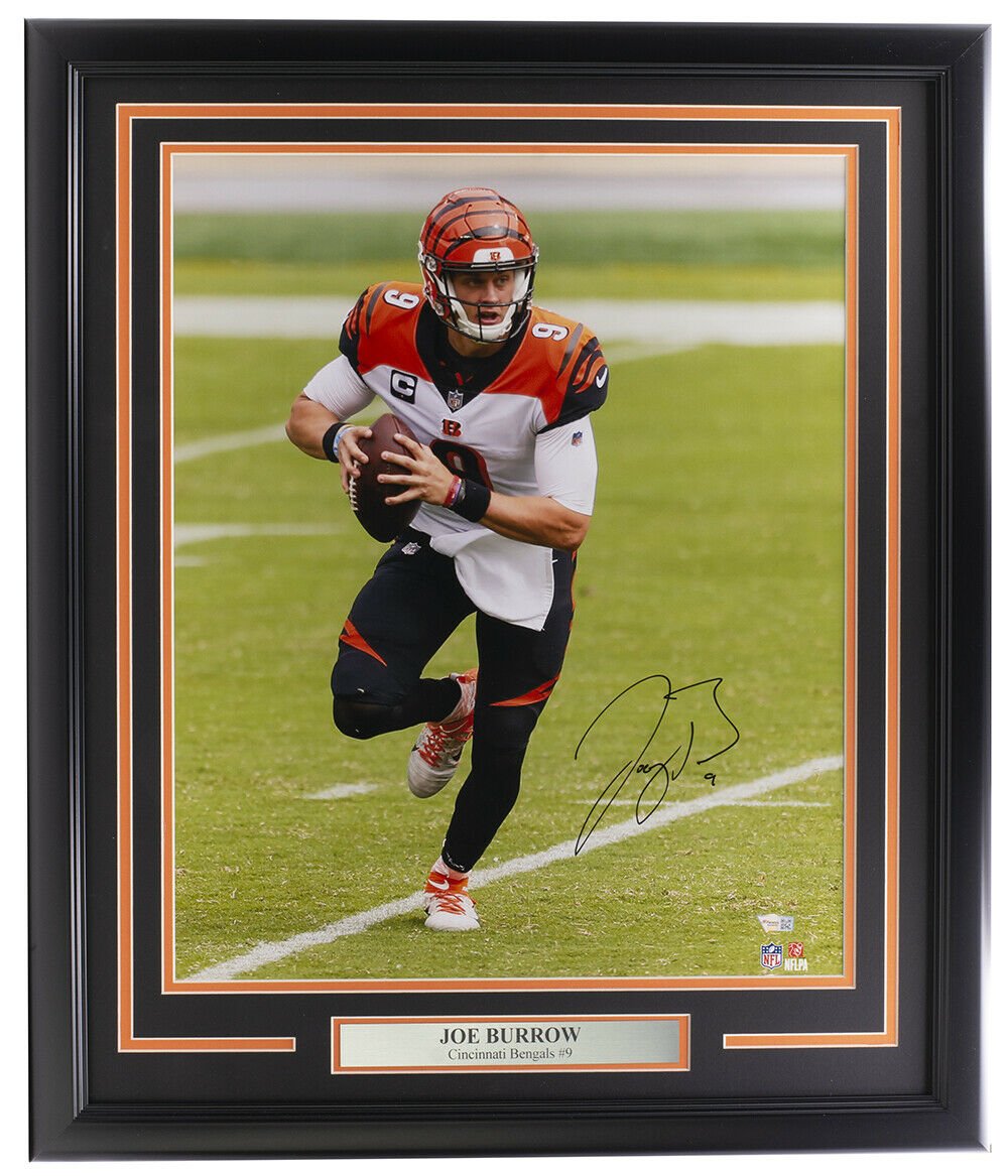 Joe Burrow Signed Framed Cincinnati Bengals 16x20 Football Photo Fanatics - Sports Integrity