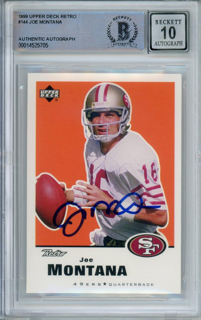 1999 Upper Deck Retro #144 Joe Montana Auto San Francisco 49ers BAS Autograph 10 Image 1