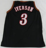 Allen Iverson Signed Auto Autograph Replica 76ers Black Jersey JSA Witness