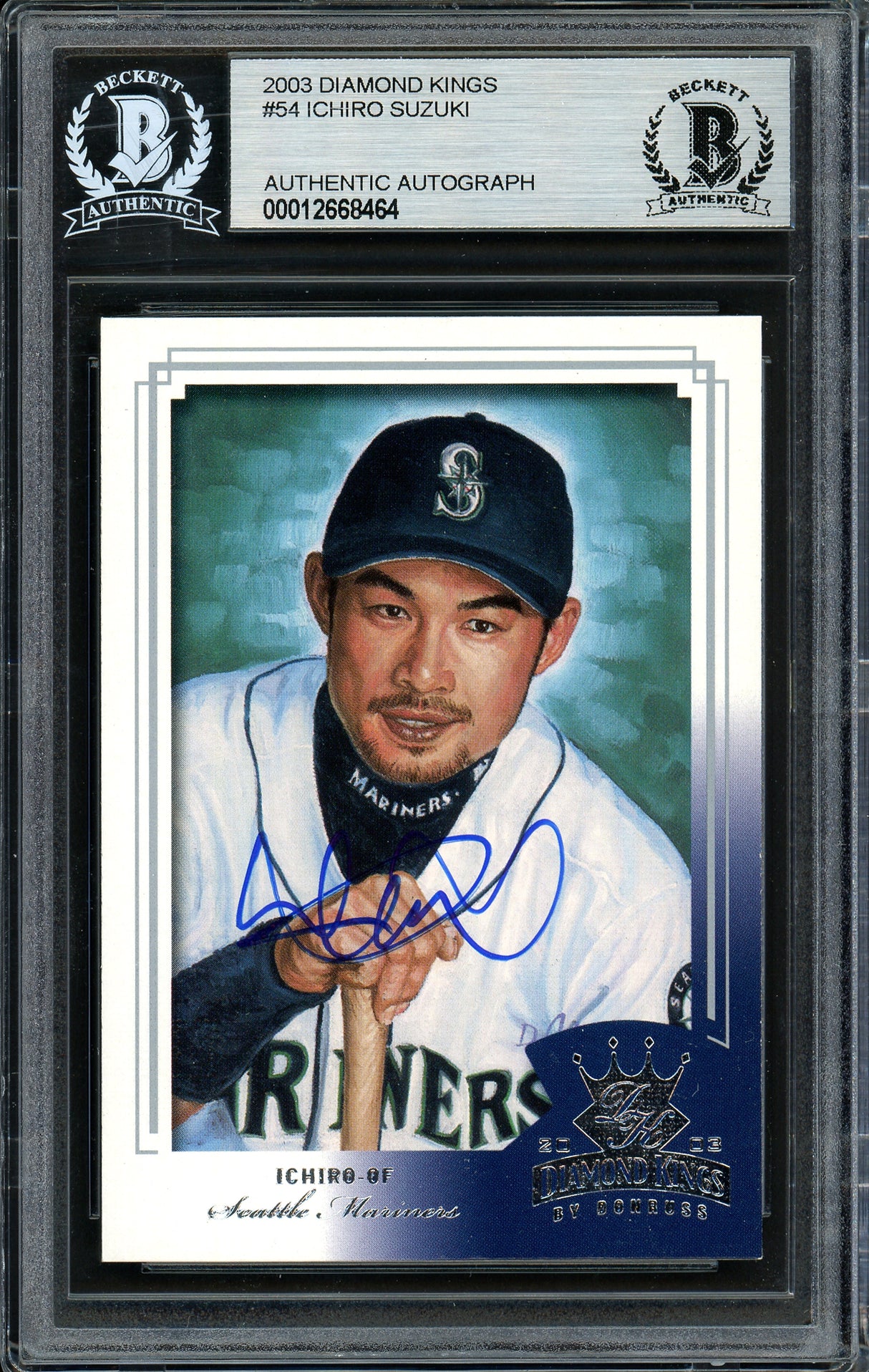 Ichiro Suzuki Autographed 2003 Donruss Diamond Kings Card #54 Seattle Mariners Beckett BAS Stock #191260