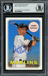 Ichiro Suzuki Autographed 2018 Topps Heritage Card #300 Miami Marlins Beckett BAS #12668053