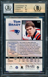 Tom Brady Autographed 2000 Pacific Private Stock Retail Rookie Card #128 New England Patriots BGS 9.5 Auto Grade Gem Mint 10 #78/650 Beckett BAS #13060313