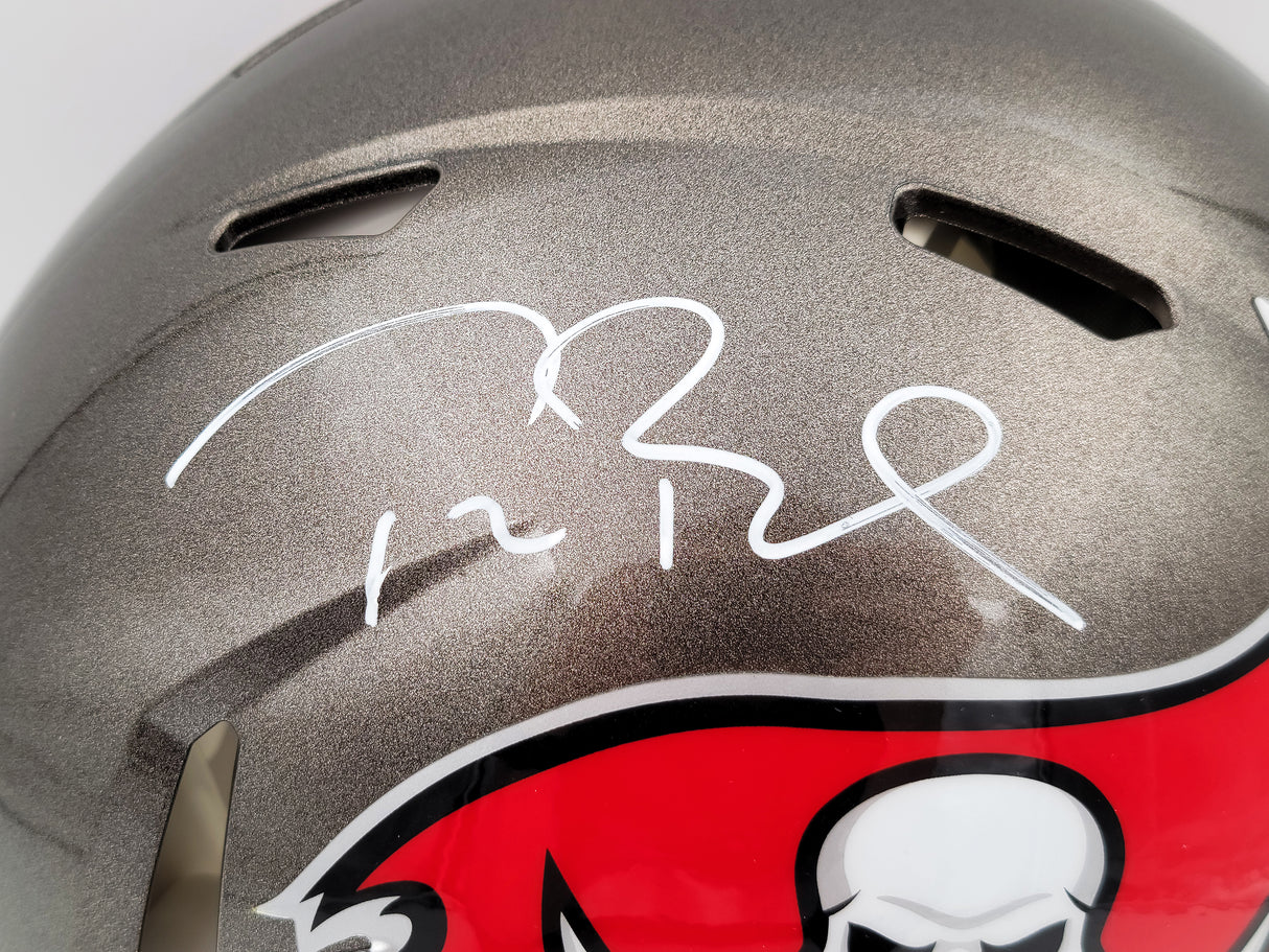 Tom Brady Autographed Tampa Bay Buccaneers Gray Full Size Authentic Speed Helmet Fanatics Holo Stock #202344