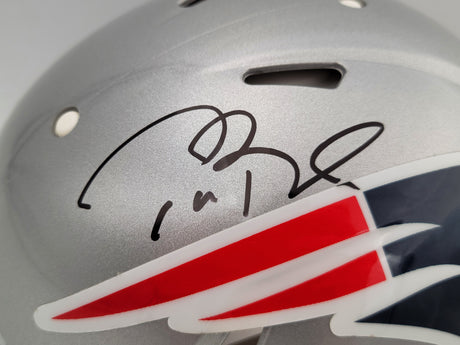 Tom Brady Autographed New England Patriots Silver Full Size Authentic Speed Helmet Fanatics Holo Stock #202345