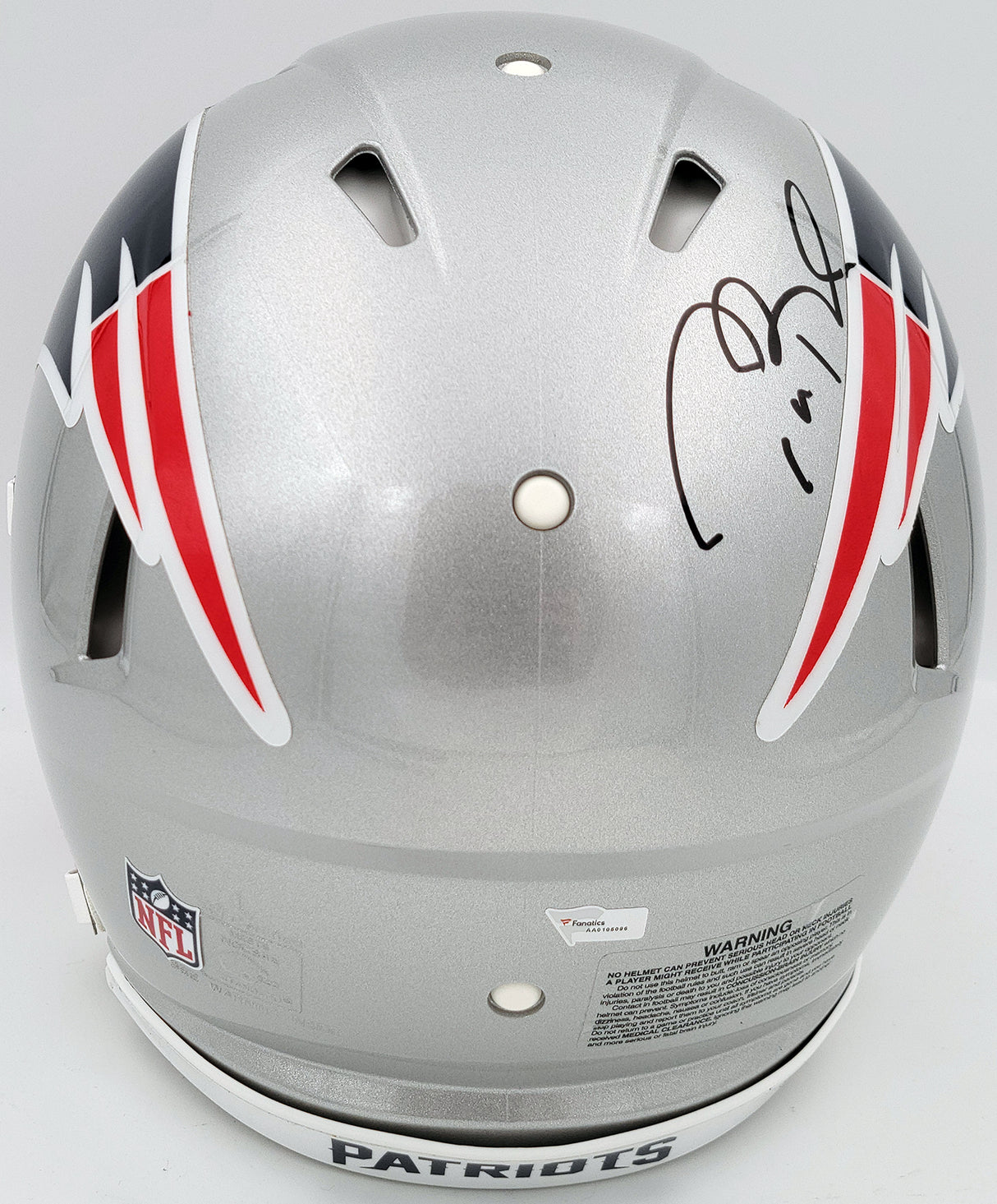 Tom Brady Autographed New England Patriots Silver Full Size Authentic Speed Helmet Fanatics Holo Stock #202345