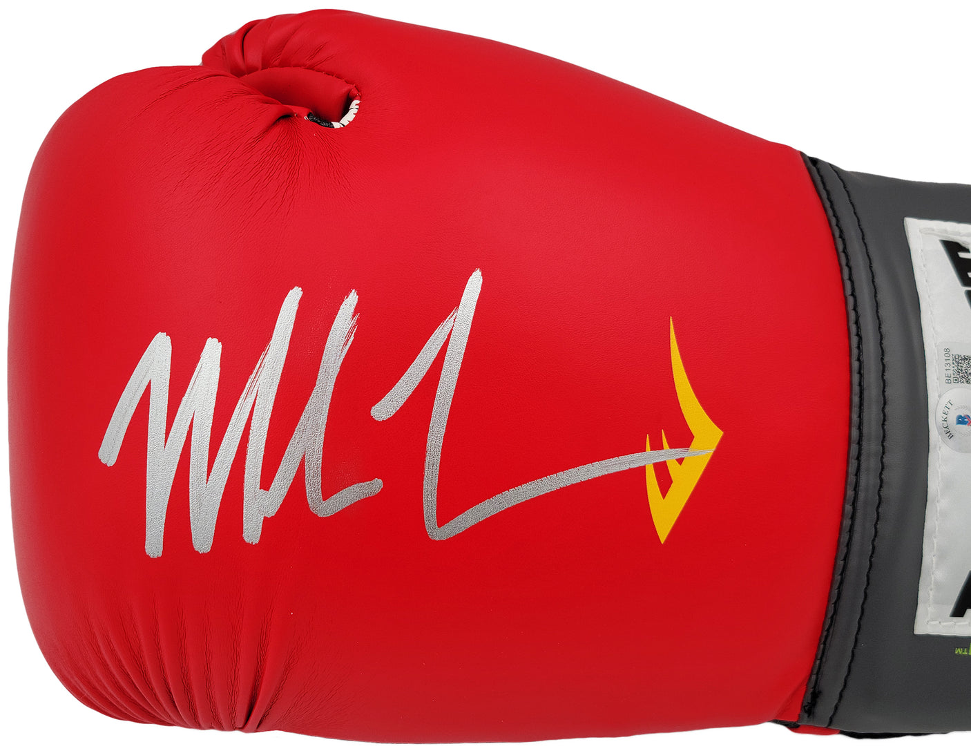 Mike Tyson Autographed Red Everlast Everfresh Boxing Glove Left Hand In Silver Beckett BAS Stock #202299