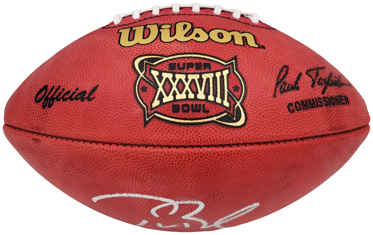 Tom Brady Autographed Official NFL Leather SB XXXVIII Logo Football Tampa Bay Buccaneers Fanatics Holo Stock #202364