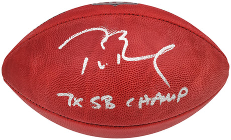 Tom Brady Autographed Official NFL Leather Football New England Patriots "7x SB Champ" Fanatics Holo Stock #202365