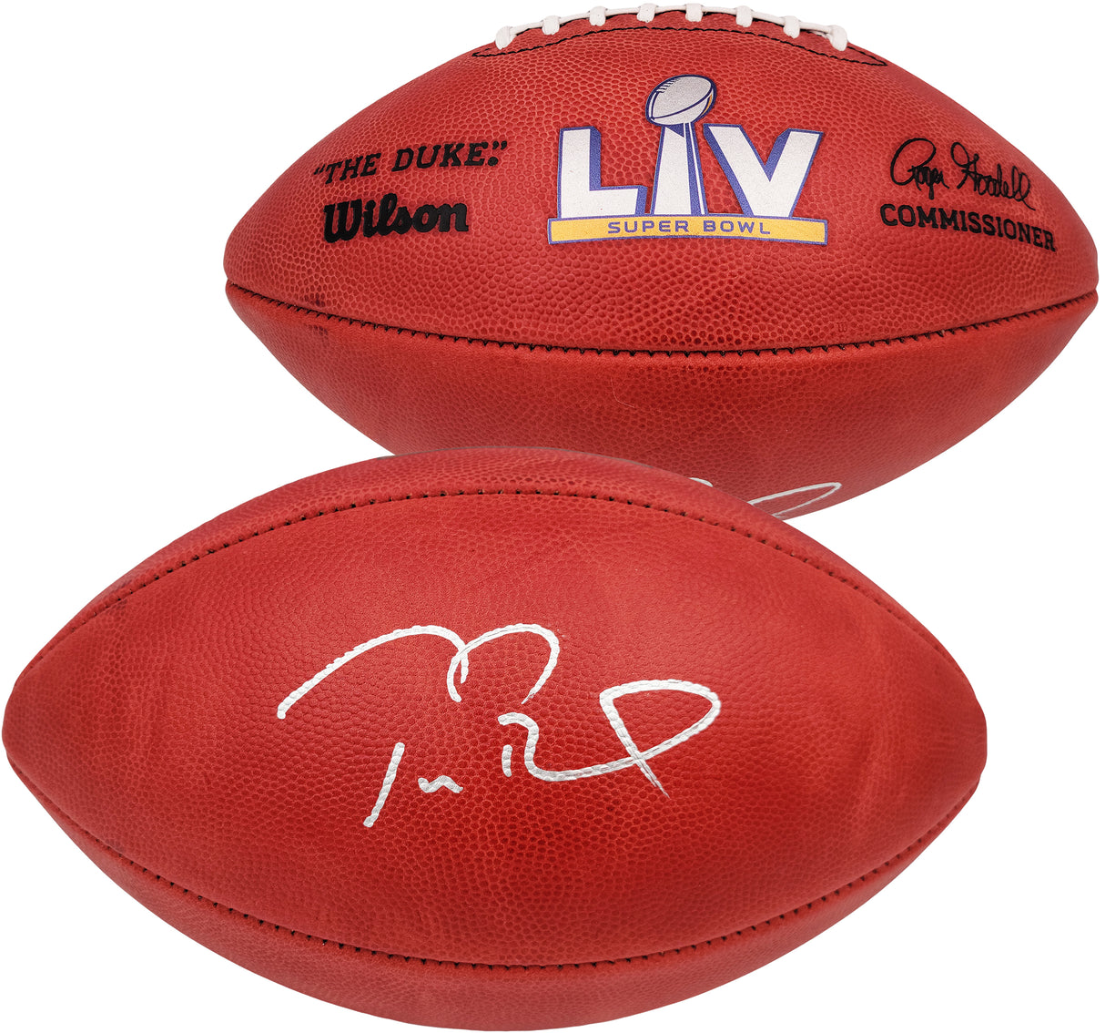 Tom Brady Autographed Official NFL Leather SB LV Logo Football Tampa Bay Buccaneers Fanatics Holo Stock #202368