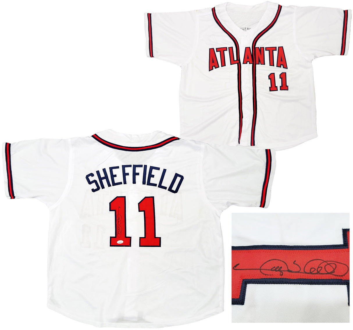 Atlanta Braves Gary Sheffield Autographed White Jersey JSA Stock #202330