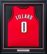 Portland Trail Blazers Damian Lillard Autographed Framed Red Jersey Beckett BAS Stock #202401