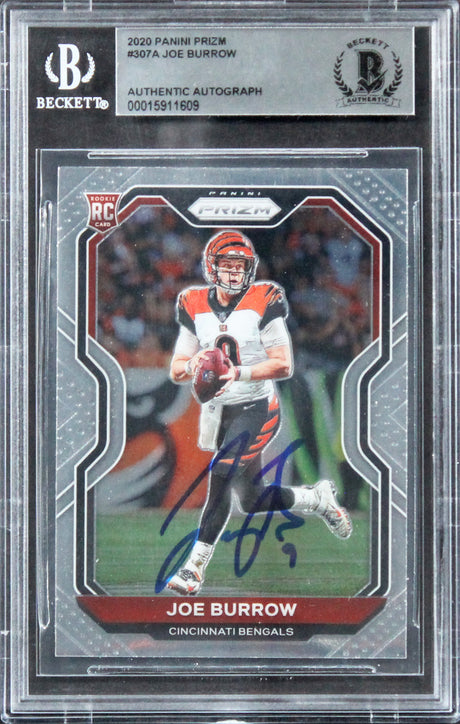 Bengals Joe Burrow Signed 2020 Panini Prizm #307A Rookie Card BAS Slabbed