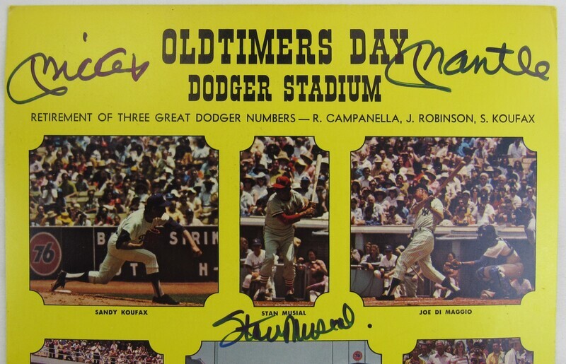 Mickey Mantle Stan Musial Signed Auto Autograph Oldtimers Day 8.5x11 Poster JSA LOA