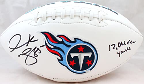 Derrick Mason Autographed Tennessee Titans Logo Football w/Insc.-Beckett W Holo