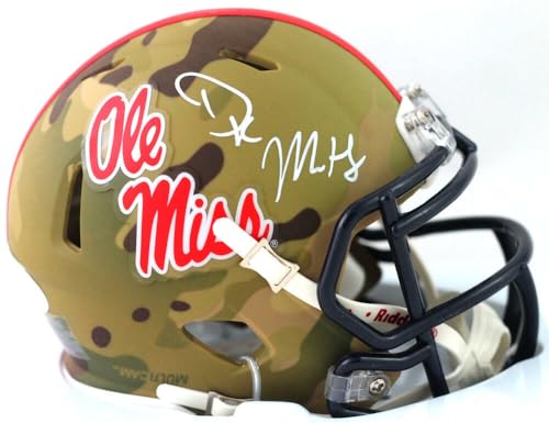 DK Metcalf Signed Ole Miss Rebels Camo Speed Mini Helmet - Beckett W Auth *White